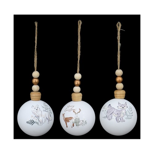 Bolas Blancas 5,8cm decoradas modelos surtidos para Árbol de Navidad, ACTUEL