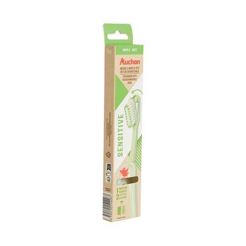 PRODUCTO ALCAMPO Sensitive Cepillo de dientes con cabezal intercambiable con filamentos suaves.