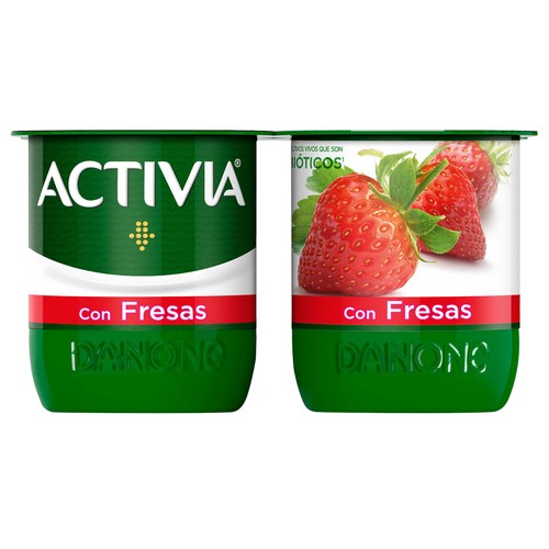 ACTIVIA Bífidus con trocitos de fresas de Danone 4 x 120 g.