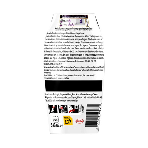 VERNEL Perfumador para la ropa 30 dosis 540ml.
