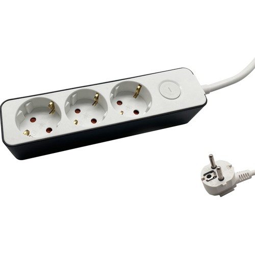 Alargador Schuko con 3 tomas, 1,5 metros, 3680W - 16A - 230V, AUCHAN.