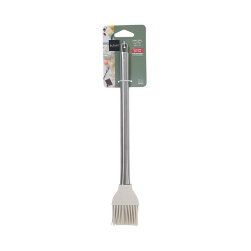 Pincel de cocina 30cm de silicona con mango de acero inxidable color blanco. ACTUEL