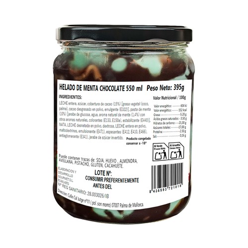 MURMUI Tarrina de helado de chocolate y menta 550 ml.