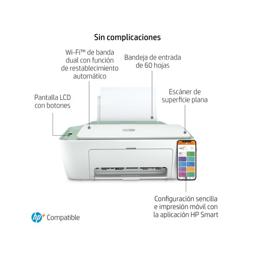 Impresora multifunción tinta HP DeskJet 2722e 26K69B, WiFi, USB, 6 meses impresión Instant Ink.