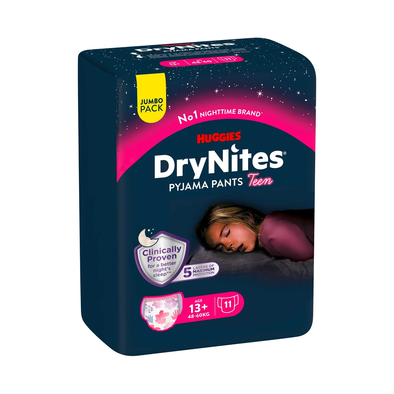 Pañales de noche (braguitas absorbentes) talla 13 + años, para niñas de 48 a 60 kg 11 uds.