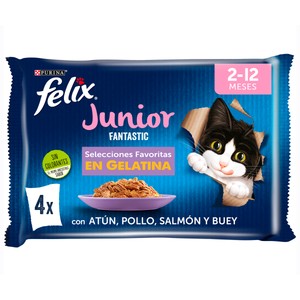 Imagen de FELIX Comida para gatos junior húmeda mix grill FELIX FANTASTIC 4 x 85 g