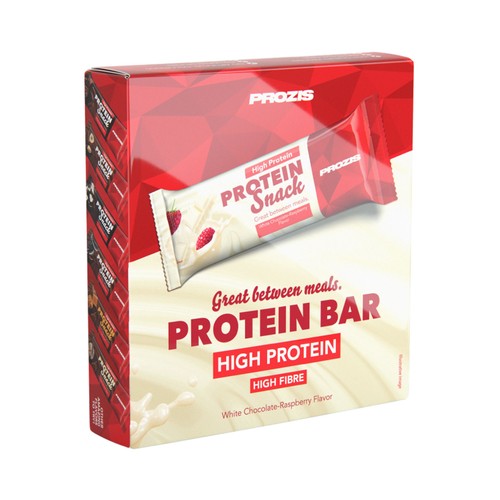 PROZIS Barrita de proteínas con sabor a chocolate blanco con frambuesas PROZIS 6 barritas de 30 g.