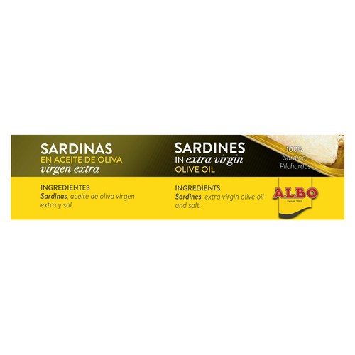 ALBO Sardinas en aceite de oliva virgen lata de 85 g.