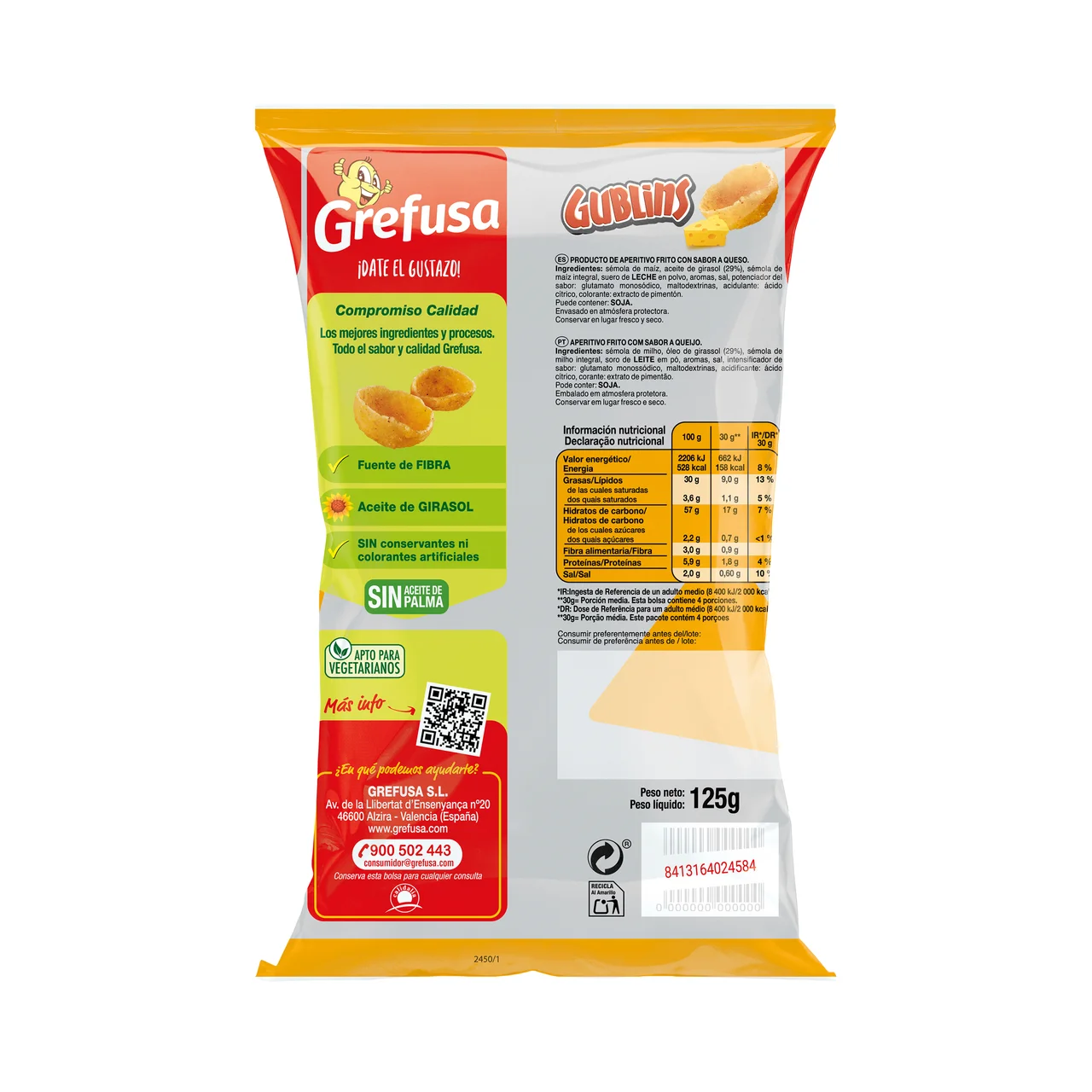 GREFUSA Snack de maíz Gublins XL sabor queso  124g