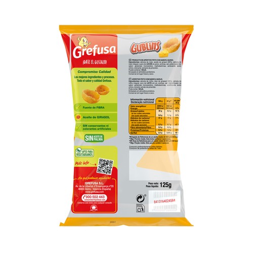 GREFUSA Snack de maíz Gublins XL sabor queso  124g