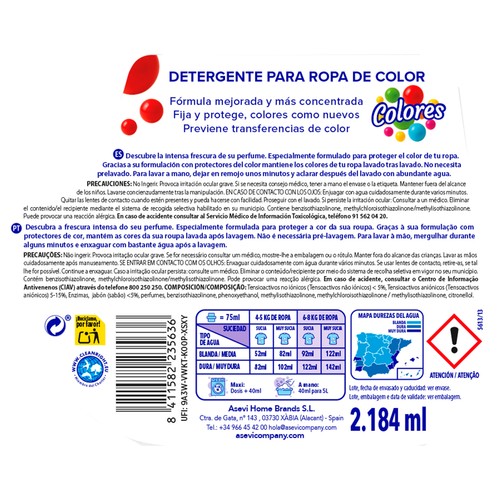 ASEVI Detergente líquido para ropa de color 42 DS