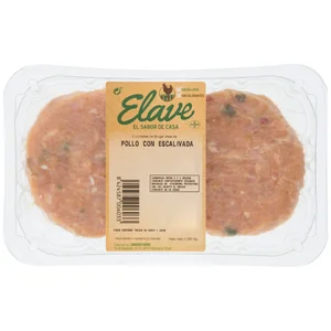 ELAVE Bandeja con burger meat de pollo con escalivada (mezcla de verduras asadas) 2 x 125 g.