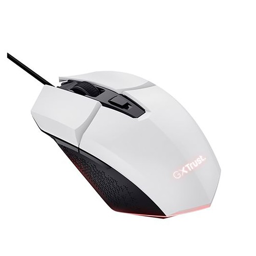 Ratón gaming óptico TRUST GXT 109W Felox, cable usb, color blanco.