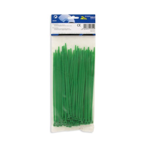 Bolsa con 50 bridas de nylon de color verde y con medidas de 5 x 200 milímetros EUROBRIC 2000.