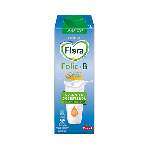 FLORA Preparado lácteo desnatado, enriquecido con ácido fólico y vitaminas  Folic B original 1 l.