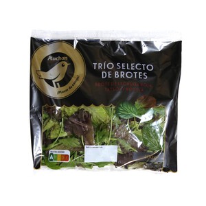 Ensalada trio de brotes de lechuga roja, tatsoi y rúcula ALCAMPO GOURMET 100 g.