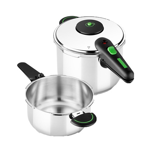 Set de 2 cuerpos de olla exprés y 1 tapa Presto de acero inoxidable, capacidad de 6 y 4 litros MONIX.