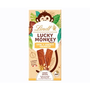 LINDT LUCKY MONKEY Chocolate con leche crispy 100 gr.
