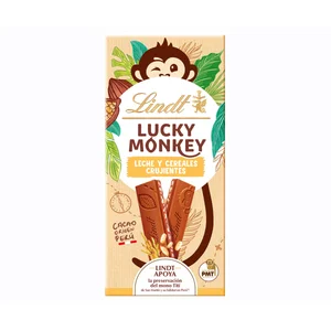 LINDT LUCKY MONKEY Chocolate con leche crispy 100 gr.