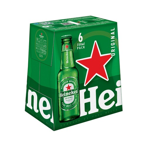 Cervezas HEINEKEN pack de 6 uds x 25 cl.