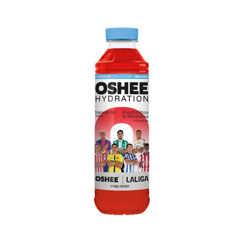 OSHEE Bebida isotónica zero de naranja roja 555 ml.