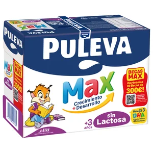 PULEVA Max crecimiento + desarrollo Leche de crecimiento, sin lactosa con Omega 3 a partir 3 años 6 x 1 l.