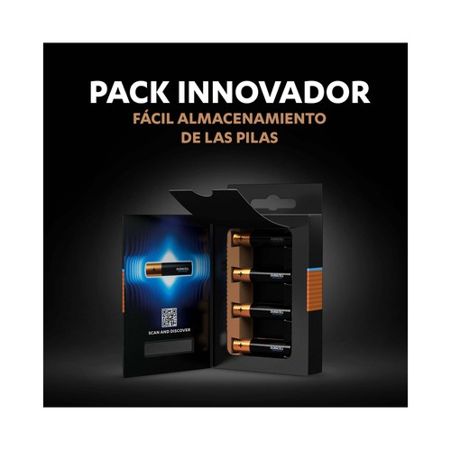 Pack de 4 pilas alcalinas AAA, LR03, 1,5V, DURACELL Optimum.