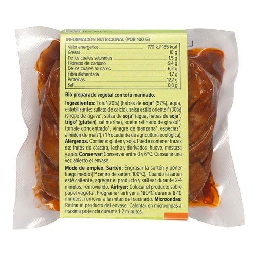 JARDIN BIO Veggie Tofu 100% vegetal ecológico, marinado al estilo oriental 200 g.