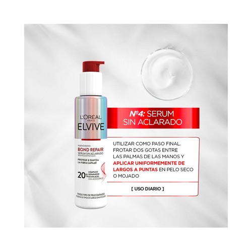 ELVIVE Bond repair Sérum portector y reparador sin acalardo, para todo tipo de cabellos dañados 150 ml.