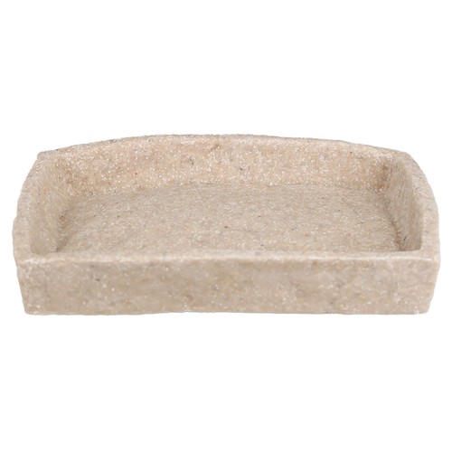 Jabonera de poliresina con efecto piedra, color beige, ACTUEL.