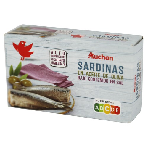 PRODUCTO ALCAMPO Sardinas en aceite de oliva con bajo contenido en sal 84 g.