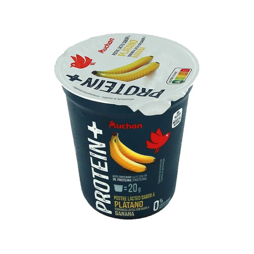 AUCHAN Protein + Postre lácteo con alto contenido en proteina y sabor a plátano 200 g. Producto Alcampo