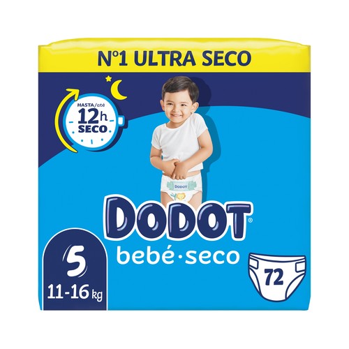 DODOT Bebé-seco Pañales talla 5 (11-16 kg) 72 uds.