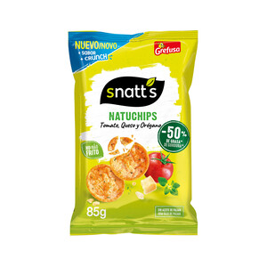 Imagen de  GREFUSA Snatt´s natuchips  Snack patata horneado con sabor tomate con queso y orégano en bolsa 85 g.