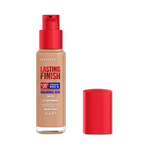 RIMMEL Lasting finish 35 hour foundation  Tono 200 Soft beige Base de maquillaje hidratante y de larga duración.