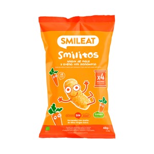 Imagen de SMILEAT Smilitos Snack horneado ecológico de maiz y avena con zanahoria, a partir de 8 meses 48 g.