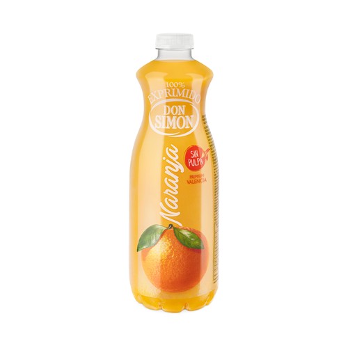 Imagen de Zumo refrigerado exprimido de naranja sin pulpa DON SIMÓN botella de 1 l.