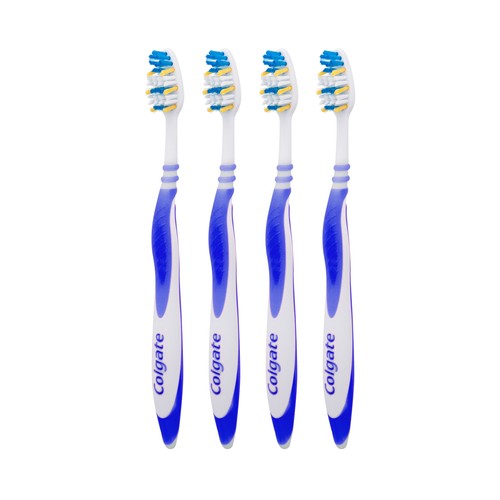 COLGATE Extra clean Cepillo de dientes medio, que ayuda a eliminar las bacterias bucales 4 uds.