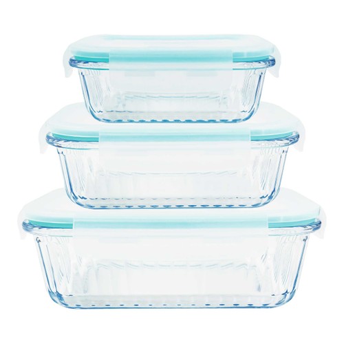 Set 2 herméticos rectangulares vidrio, capacidades 660-1060ml. P&P