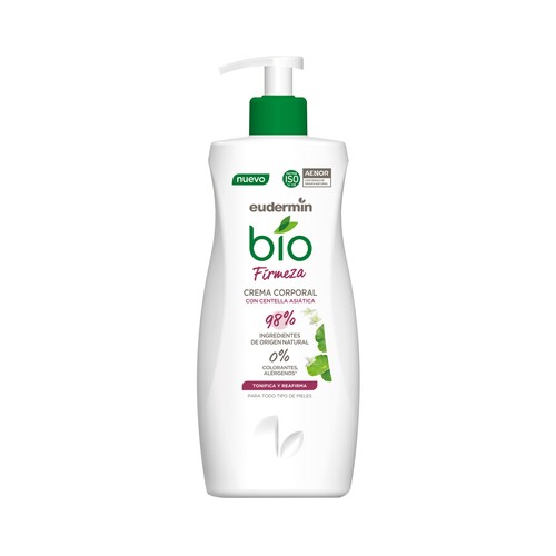 EUDERMIN Bio firmeza Crema corporal tonificante y reafirmane con Centella asiática, para todo tipo de pieles 400 ml.