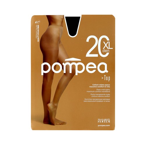 Panty transparente mate, 20den, POMPEA, color negro, talla XL.