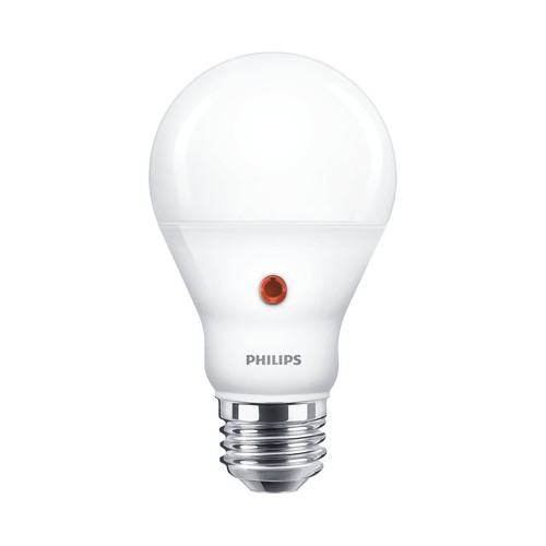 Bombilla Led E27, 7,5W=60W, luz cálida 2700K, sensor autoapagado, 806lm, PHILIPS.