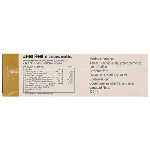 VIVE+ SALUD Y VIDA Jalea Real Light apta para diabéticos, con fósforo y 6 vitaminas, VIVE PLUS SALUD Y VIDA 12 uds.