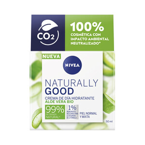 NIVEA Crema de día con aloe vera bio y acción hidratante, para piel normal y mixta NIVEA Naturally good 50 ml.