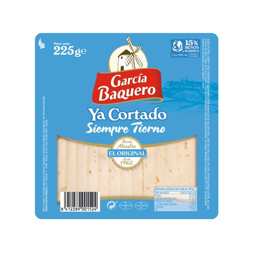 GARCÍA BAQUERO Queso tierno Ya Cortado GARCÍA BAQUERO, cuña de 250 g.