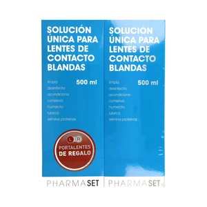 PHARMASET Solución única para lentes de contacto blandas PHARMASET 2 x 500 ml.