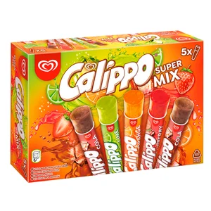 CALIPPO Polos de diferentes sabores, cola (2), lima, naranja y fresa super mix 5 x 105 ml.