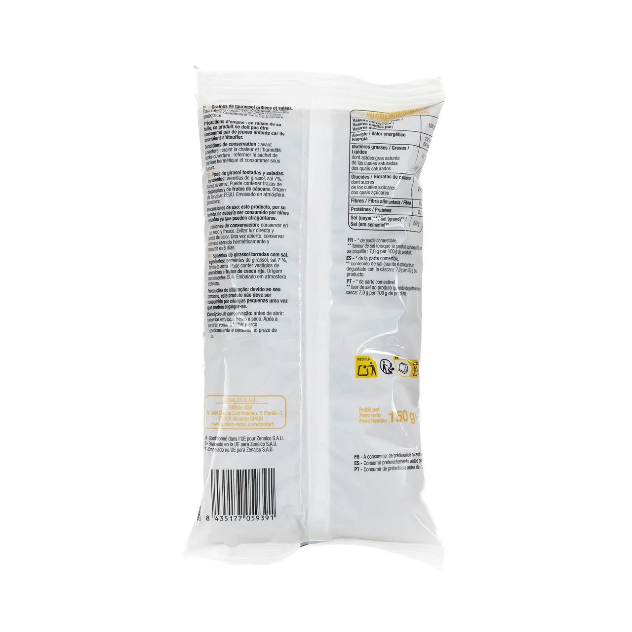 PRODUCTO ECONÓMICO ALCAMPO Pipas de girasol saladas 150 g.
