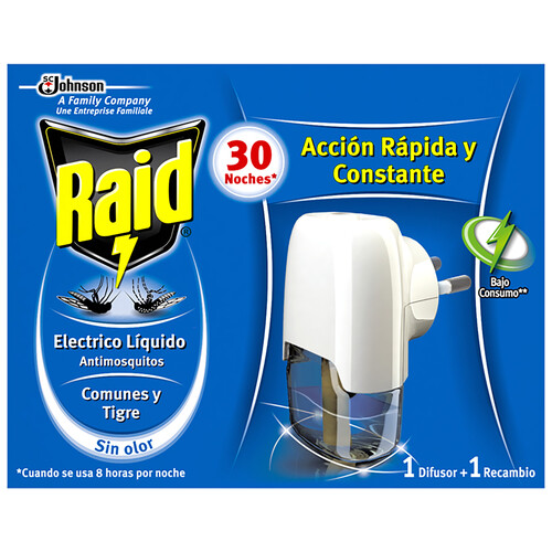 Antimosquitos (difusor + recambio), RAID 27 ml.