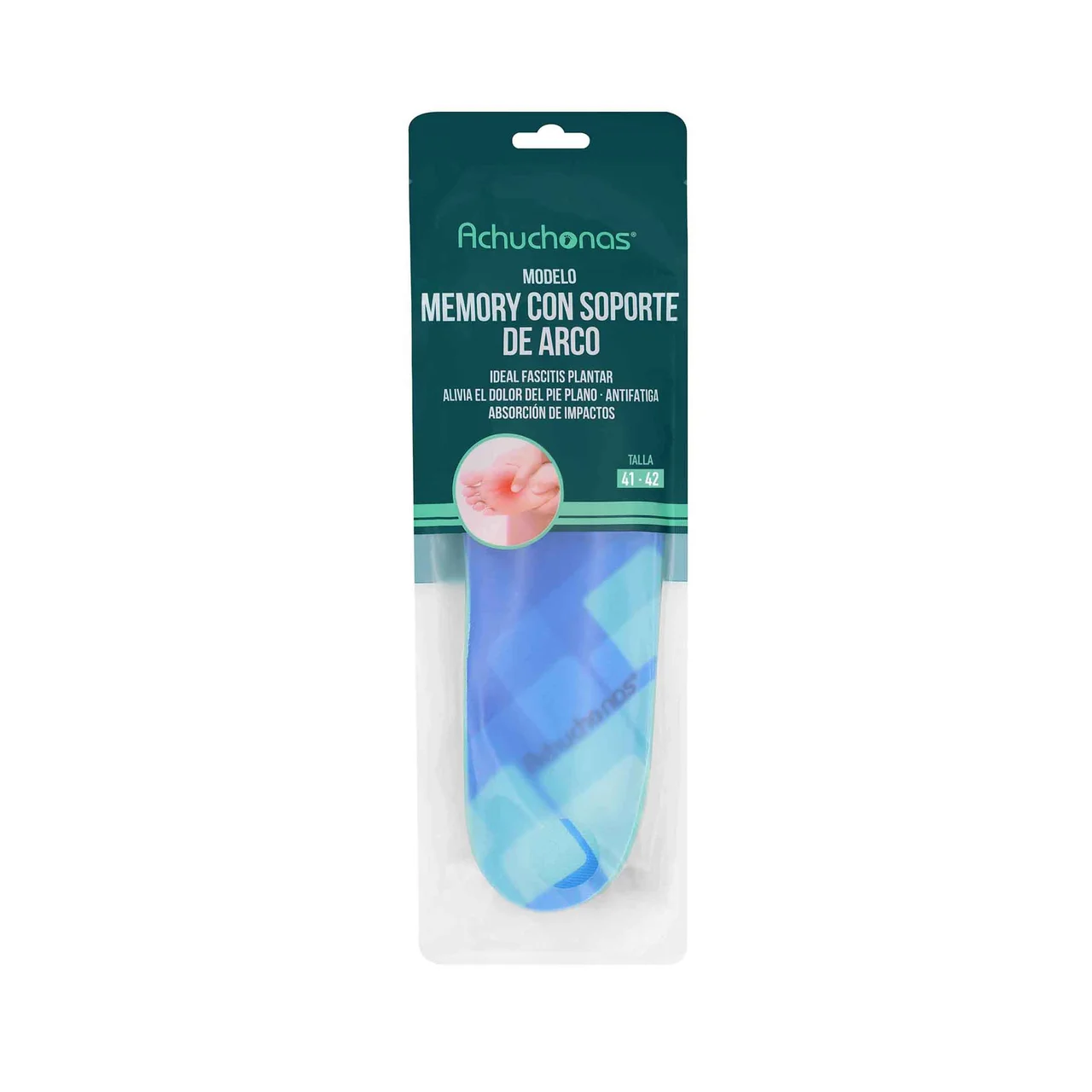Plantillas memory con soporte de arco, ideal fascitis plantar, talla 41/42.